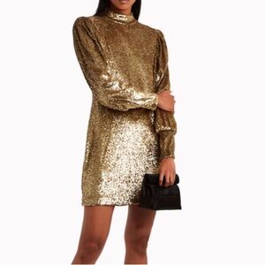 A.L.C. Gold Sequin Christy Dress. Event Gala Club Cruise Wedding Guest Size 2